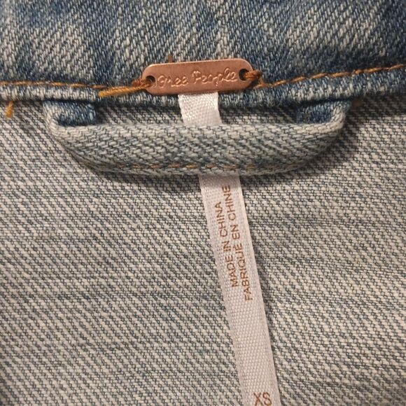 Free People Moto Double Breasted Denim Jacket. Country. Military.Coastal Cowgirl - Picture 12 of 14